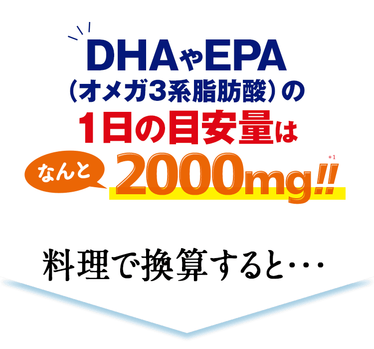 1日に必要なDHAやEPA（オメガ3系脂肪酸）は2000mg!!
