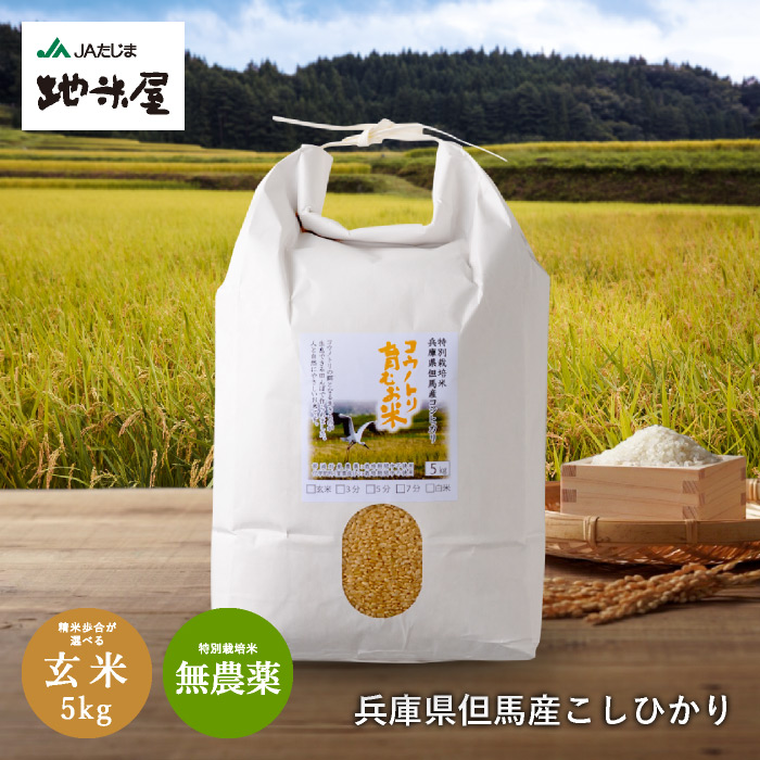 新米 コウノトリ育むお米 無農薬 玄米 5kg