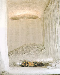 地下600mにある岩塩の採掘現場